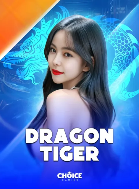 เกม DRAGON TIGER ดีลเลอร์หญิงบนพื้นฟ้าส้ม