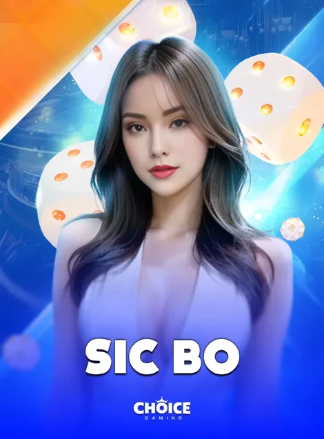 ห้อง SIC BO ดีลเลอร์หญิงกับลูกเต๋าบนพื้นฟ้า
