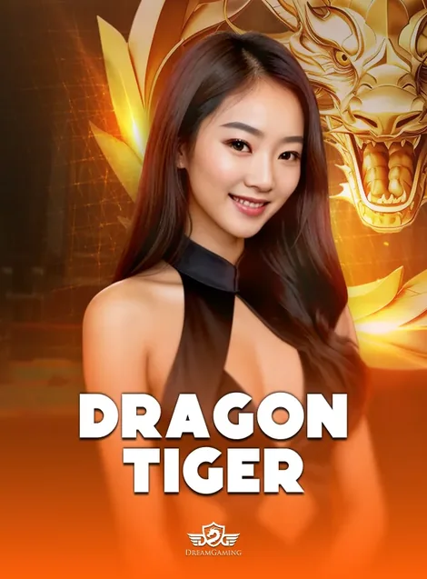 ห้องถ่ายทอดสด DRAGON TIGER ดีลเลอร์หญิงบนพื้นส้มทอง