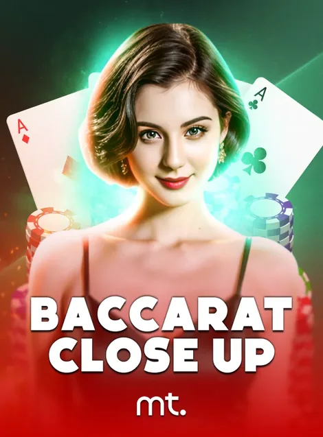 เกมไพ่ BACCARAT CLOSE UP จาก mt. ดีลเลอร์หญิงผมน้ำตาลกับไพ่