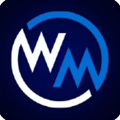 ตราสัญลักษณ์ WM สีน้ำเงินในวงกลม